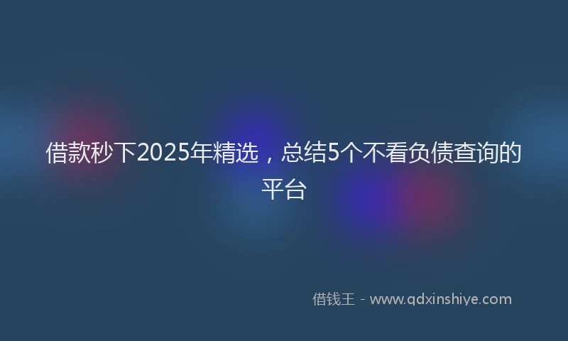 借款秒下2025年精选，总结5个不看负债查询的平台