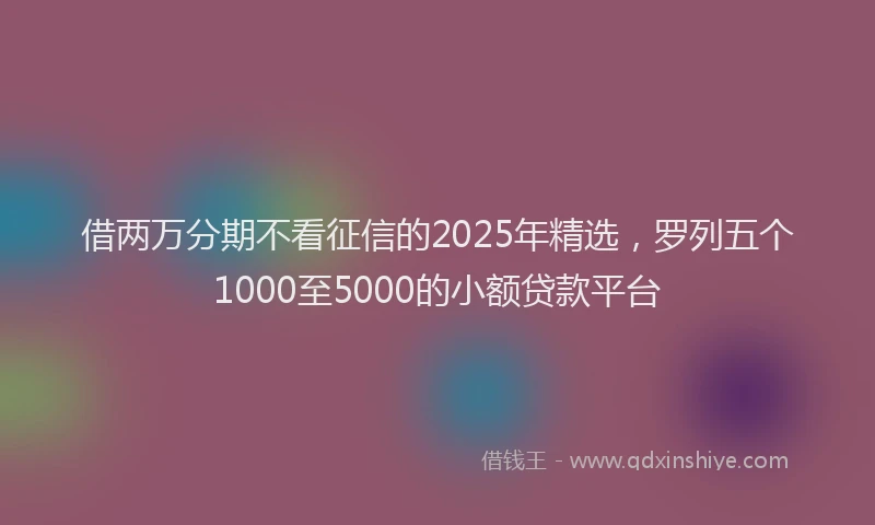 借两万分期不看征信的2025年精选，罗列五个1000至5000的小额贷款平台