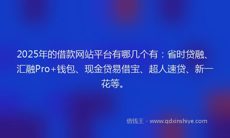 2025年的借款网站平台有哪几个有：省时贷融、汇融Pro+钱包、现金贷易借宝、超人速贷、新一花等。