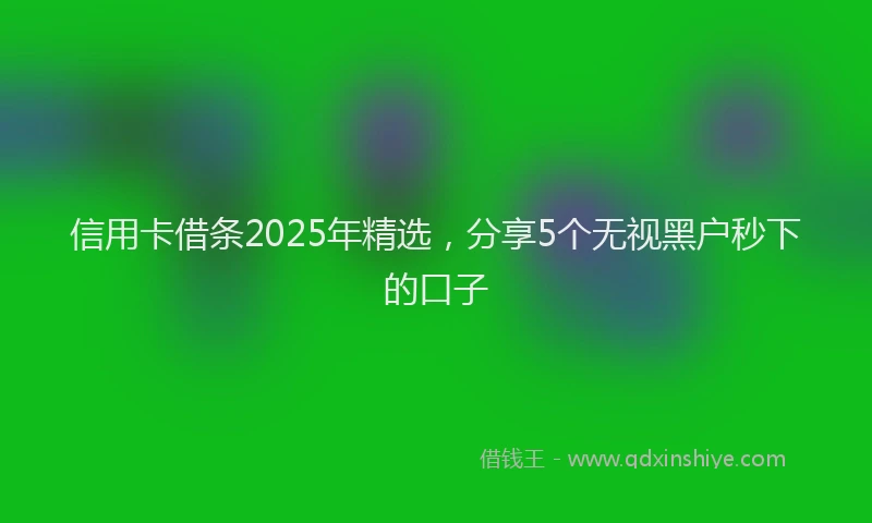信用卡借条2025年精选，分享5个无视黑户秒下的口子