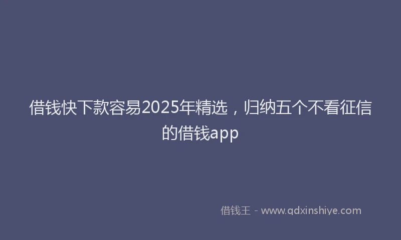 借钱快下款容易2025年精选，归纳五个不看征信的借钱app