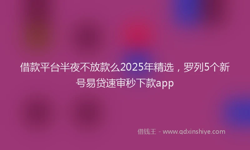 借款平台半夜不放款么2025年精选，罗列5个新号易贷速审秒下款app