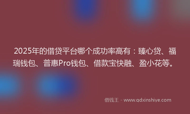 2025年的借贷平台哪个成功率高有：臻心贷、福瑞钱包、普惠Pro钱包、借款宝快融、盈小花等。