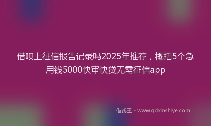 借呗上征信报告记录吗2025年推荐，概括5个急用钱5000快审快贷无需征信app