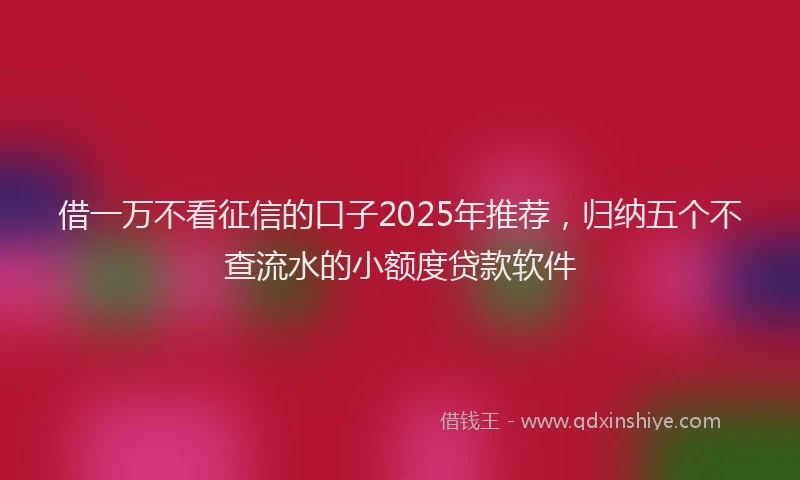 借一万不看征信的口子2025年推荐，归纳五个不查流水的小额度贷款软件