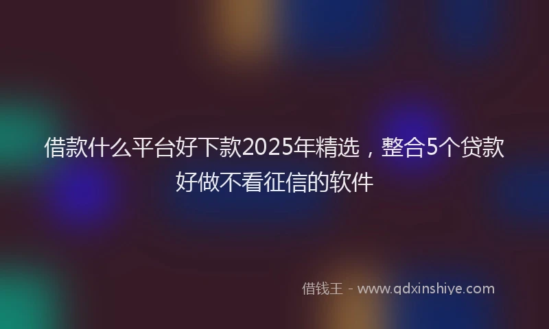 借款什么平台好下款2025年精选，整合5个贷款好做不看征信的软件