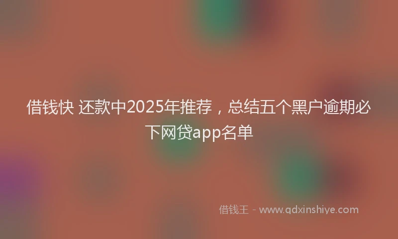 借钱快 还款中2025年推荐，总结五个黑户逾期必下网贷app名单