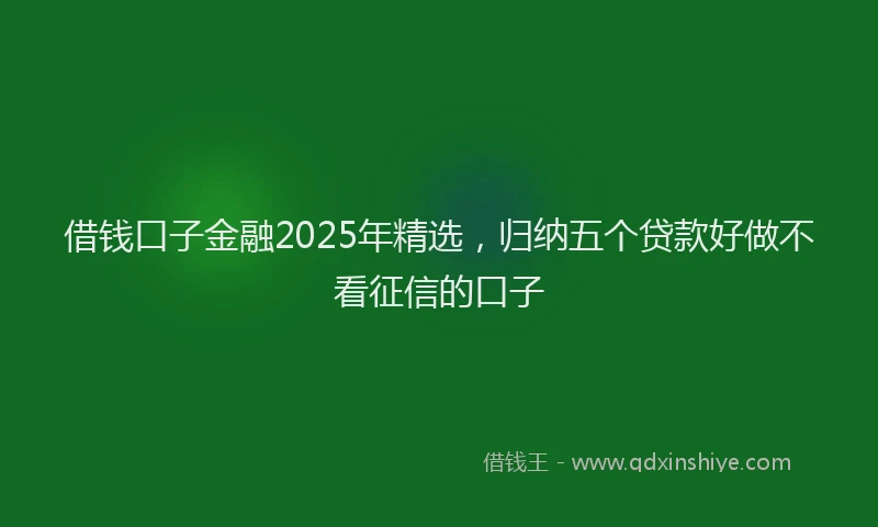 借钱口子金融2025年精选，归纳五个贷款好做不看征信的口子