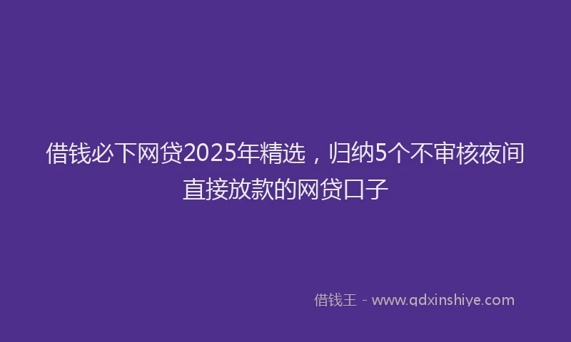 借钱必下网贷2025年精选，归纳5个不审核夜间直接放款的网贷口子