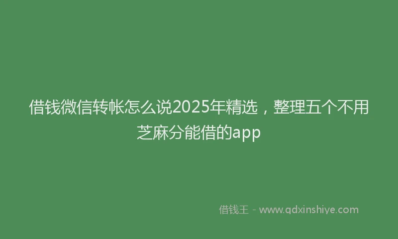 借钱微信转帐怎么说2025年精选,整理五个不用芝麻分能借的app