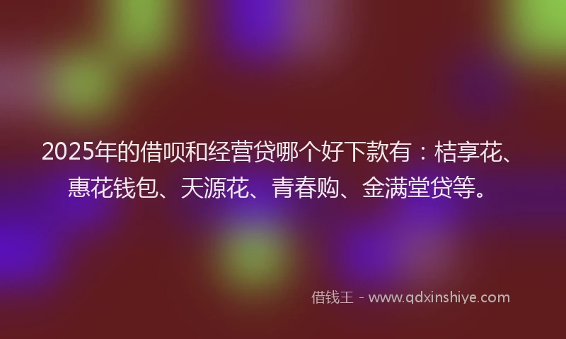 2025年的借呗和经营贷哪个好下款有：桔享花、惠花钱包、天源花、青春购、金满堂贷等。