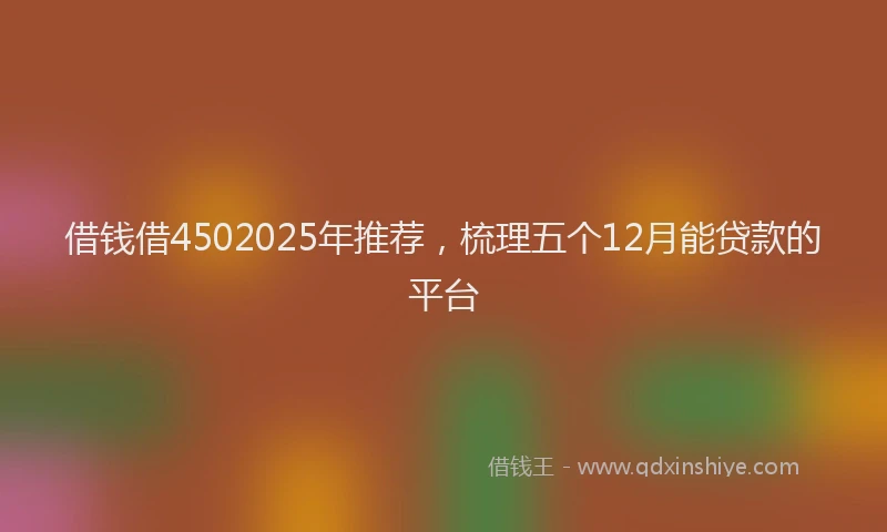 借钱借4502025年推荐,梳理五个12月能贷款的平台