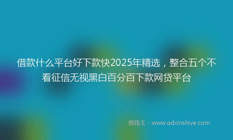 借款什么平台好下款快2025年精选，整合五个不看征信无视黑白百分百下款网贷平台