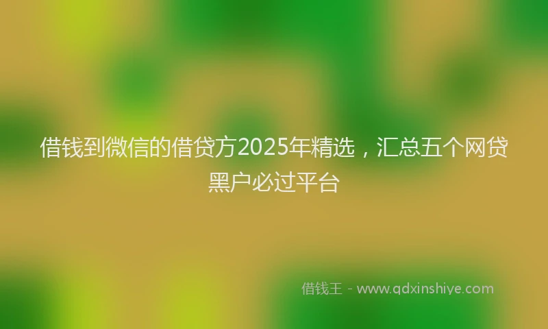 借钱到微信的借贷方2025年精选，汇总五个网贷黑户必过平台