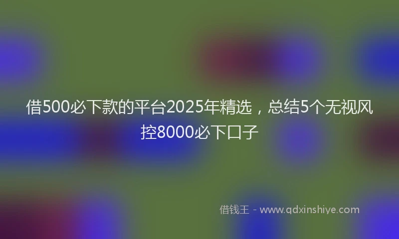 借500必下款的平台2025年精选，总结5个无视风控8000必下口子