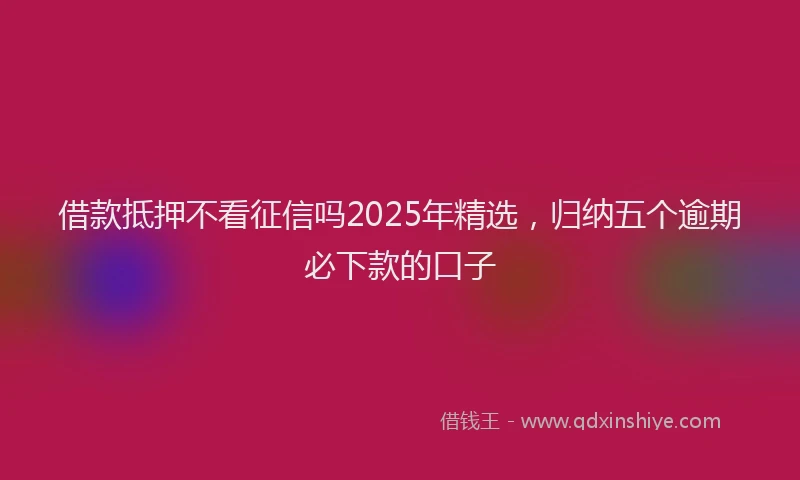 借款抵押不看征信吗2025年精选，归纳五个逾期必下款的口子