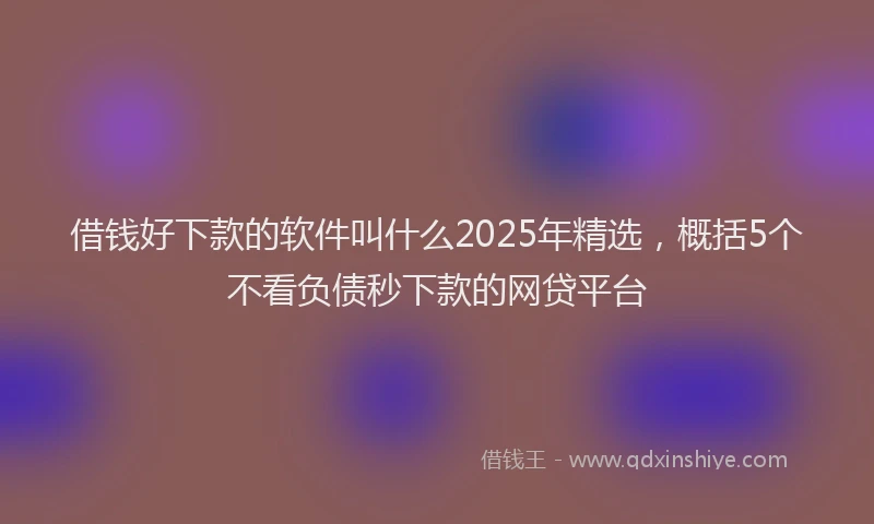 借钱好下款的软件叫什么2025年精选，概括5个不看负债秒下款的网贷平台
