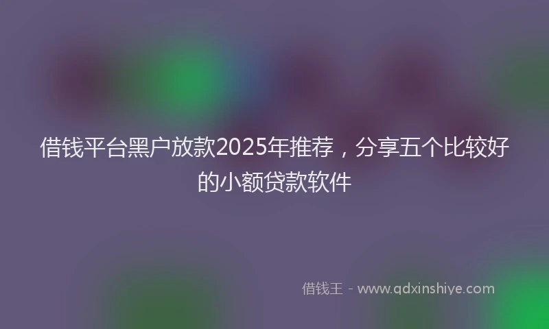 借钱平台黑户放款2025年推荐，分享五个比较好的小额贷款软件
