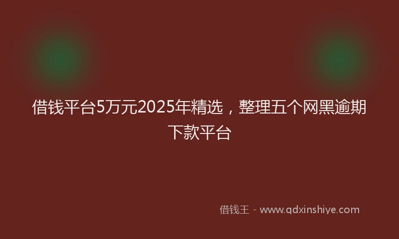 借钱平台5万元2025年精选，整理五个网黑逾期下款平台