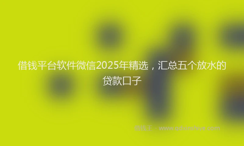 借钱平台软件微信2025年精选，汇总五个放水的贷款口子