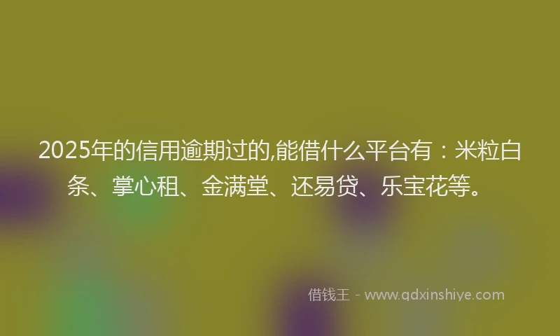 2025年的信用逾期过的,能借什么平台有：米粒白条、掌心租、金满堂、还易贷、乐宝花等。