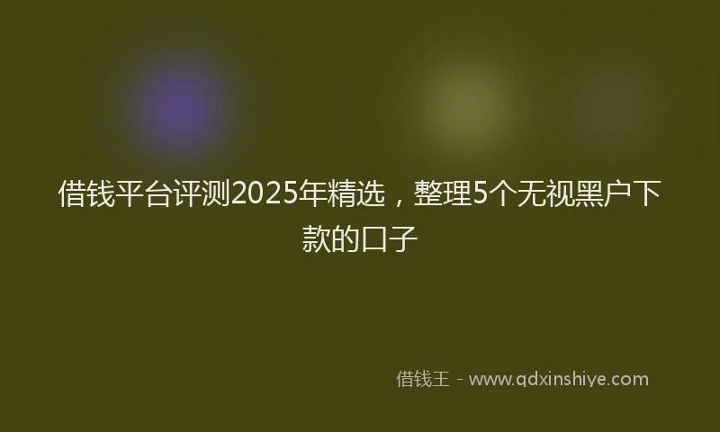 借钱平台评测2025年精选，整理5个无视黑户下款的口子