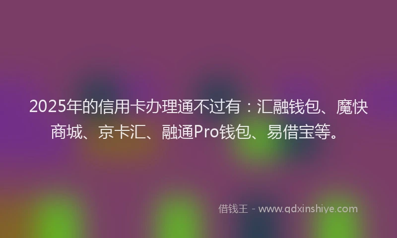 2025年的信用卡办理通不过有：汇融钱包、魔快商城、京卡汇、融通Pro钱包、易借宝等。
