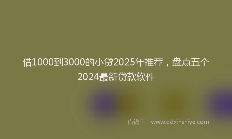 借1000到3000的小贷2025年推荐，盘点五个2024最新贷款软件