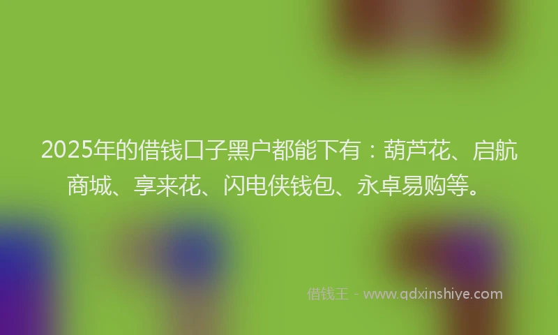 2025年的借钱口子黑户都能下有：葫芦花、启航商城、享来花、闪电侠钱包、永卓易购等。