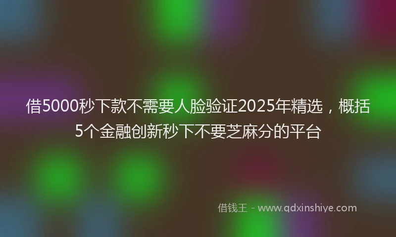 借5000秒下款不需要人脸验证2025年精选，概括5个金融创新秒下不要芝麻分的平台