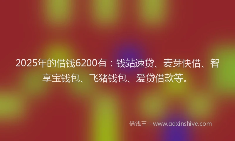 2025年的借钱6200有：钱站速贷、麦芽快借、智享宝钱包、飞猪钱包、爱贷借款等。