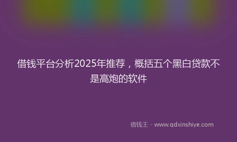 借钱平台分析2025年推荐,概括五个黑白贷款不是高炮的软件