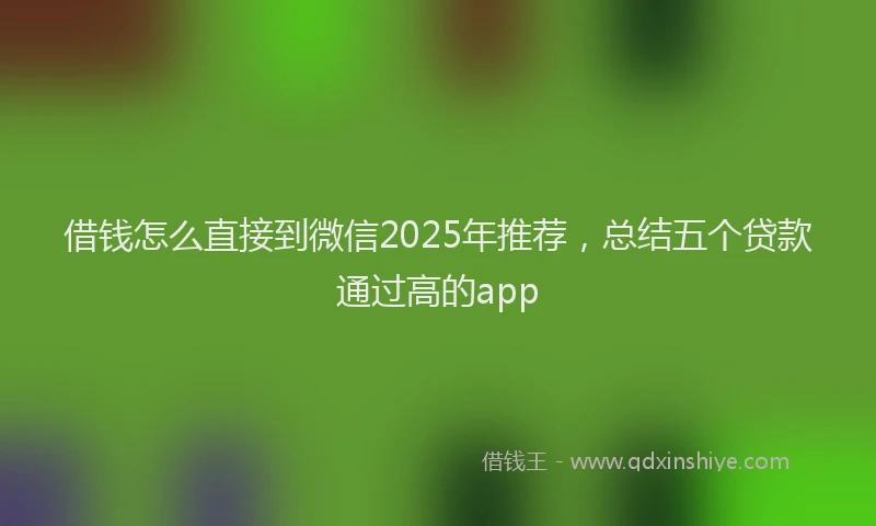 借钱怎么直接到微信2025年推荐，总结五个贷款通过高的app