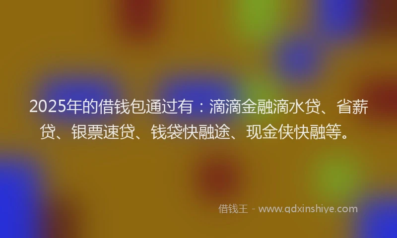 2025年的借钱包通过有:滴滴金融滴水贷、省薪贷、银票速贷、钱袋快融途、现金侠快融等。