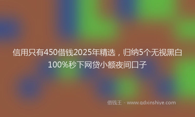 信用只有450借钱2025年精选，归纳5个无视黑白100%秒下网贷小额夜间口子