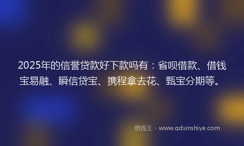 2025年的信誉贷款好下款吗有：省呗借款、借钱宝易融、瞬信贷宝、携程拿去花、甄宝分期等。