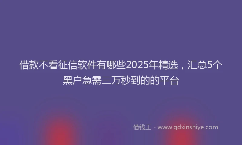 借款不看征信软件有哪些2025年精选，汇总5个黑户急需三万秒到的的平台