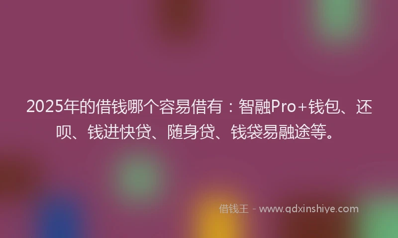 2025年的借钱哪个容易借有：智融Pro+钱包、还呗、钱进快贷、随身贷、钱袋易融途等。