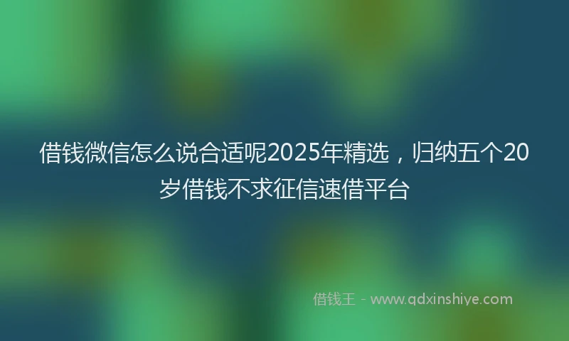 借钱微信怎么说合适呢2025年精选，归纳五个20岁借钱不求征信速借平台