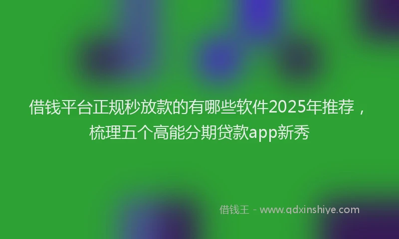 借钱平台正规秒放款的有哪些软件2025年推荐,梳理五个高能分期贷款app新秀