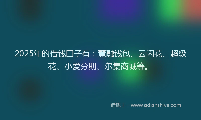 2025年的借钱囗子有：慧融钱包、云闪花、超级花、小爱分期、尔集商城等。