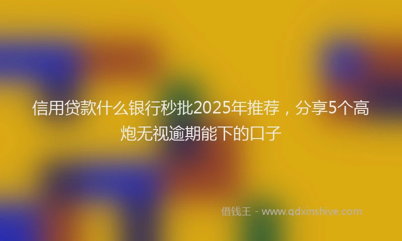 信用贷款什么银行秒批2025年推荐，分享5个高炮无视逾期能下的口子