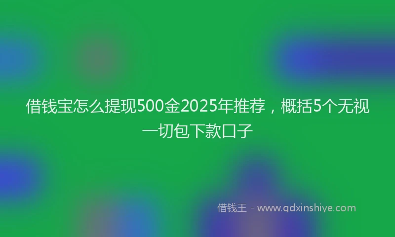 借钱宝怎么提现500金2025年推荐，概括5个无视一切包下款口子