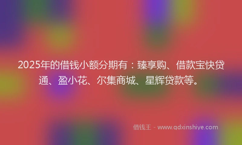 2025年的借钱小额分期有：臻享购、借款宝快贷通、盈小花、尔集商城、星辉贷款等。