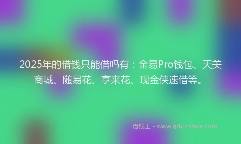 2025年的借钱只能借吗有：金易Pro钱包、天美商城、随易花、享来花、现金侠速借等。
