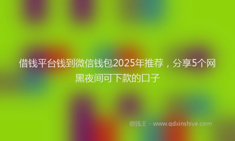 借钱平台钱到微信钱包2025年推荐，分享5个网黑夜间可下款的口子