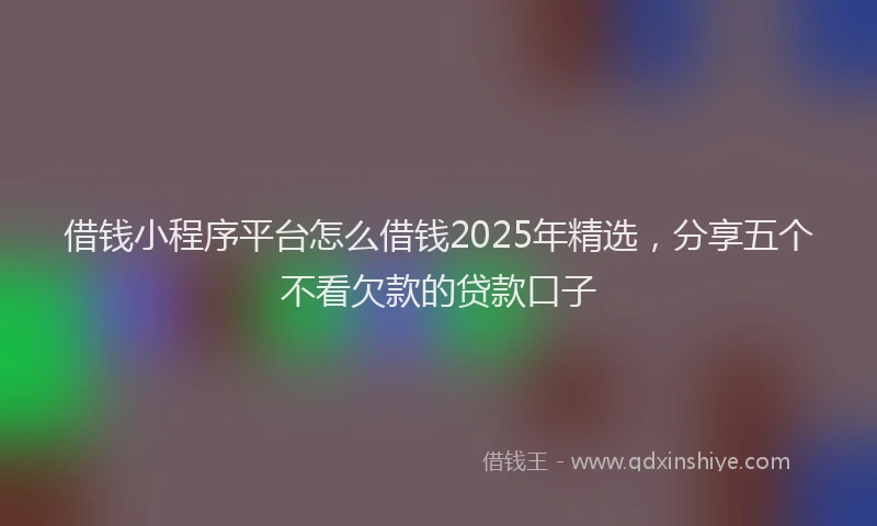 借钱小程序平台怎么借钱2025年精选，分享五个不看欠款的贷款口子