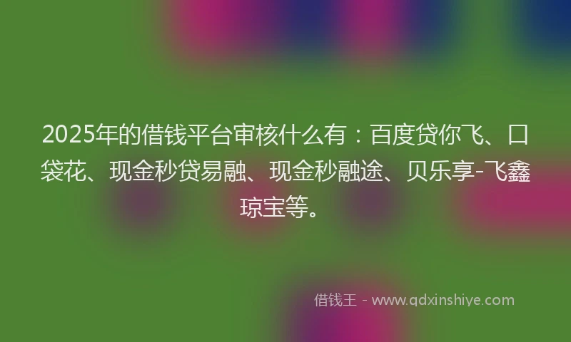2025年的借钱平台审核什么有：百度贷你飞、口袋花、现金秒贷易融、现金秒融途、贝乐享-飞鑫琼宝等。