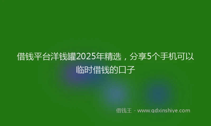 借钱平台洋钱罐2025年精选，分享5个手机可以临时借钱的口子