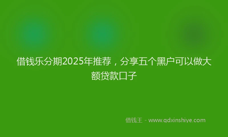 借钱乐分期2025年推荐，分享五个黑户可以做大额贷款口子